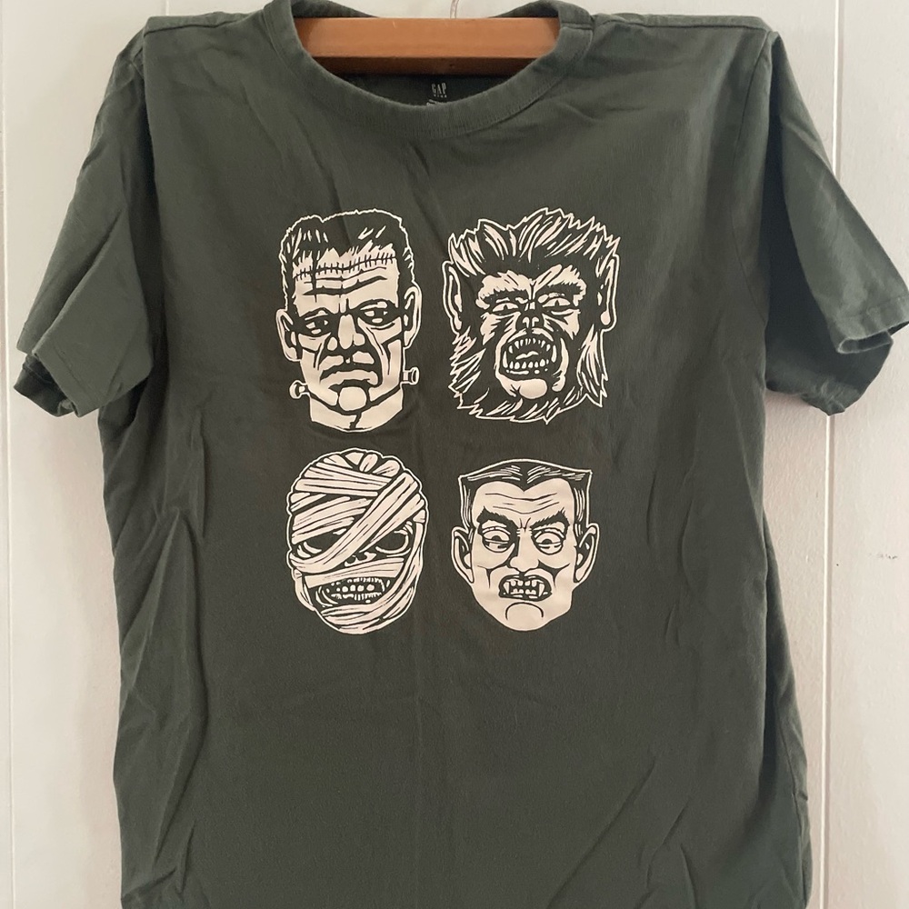 Gap Kids Monster Graphic Olive Green T-Shirt